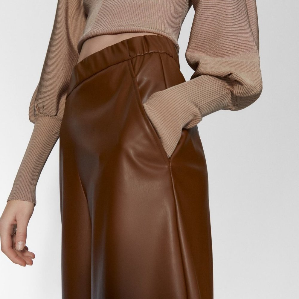Zara Faux Leather Long Shorts - Picture 7 of 8